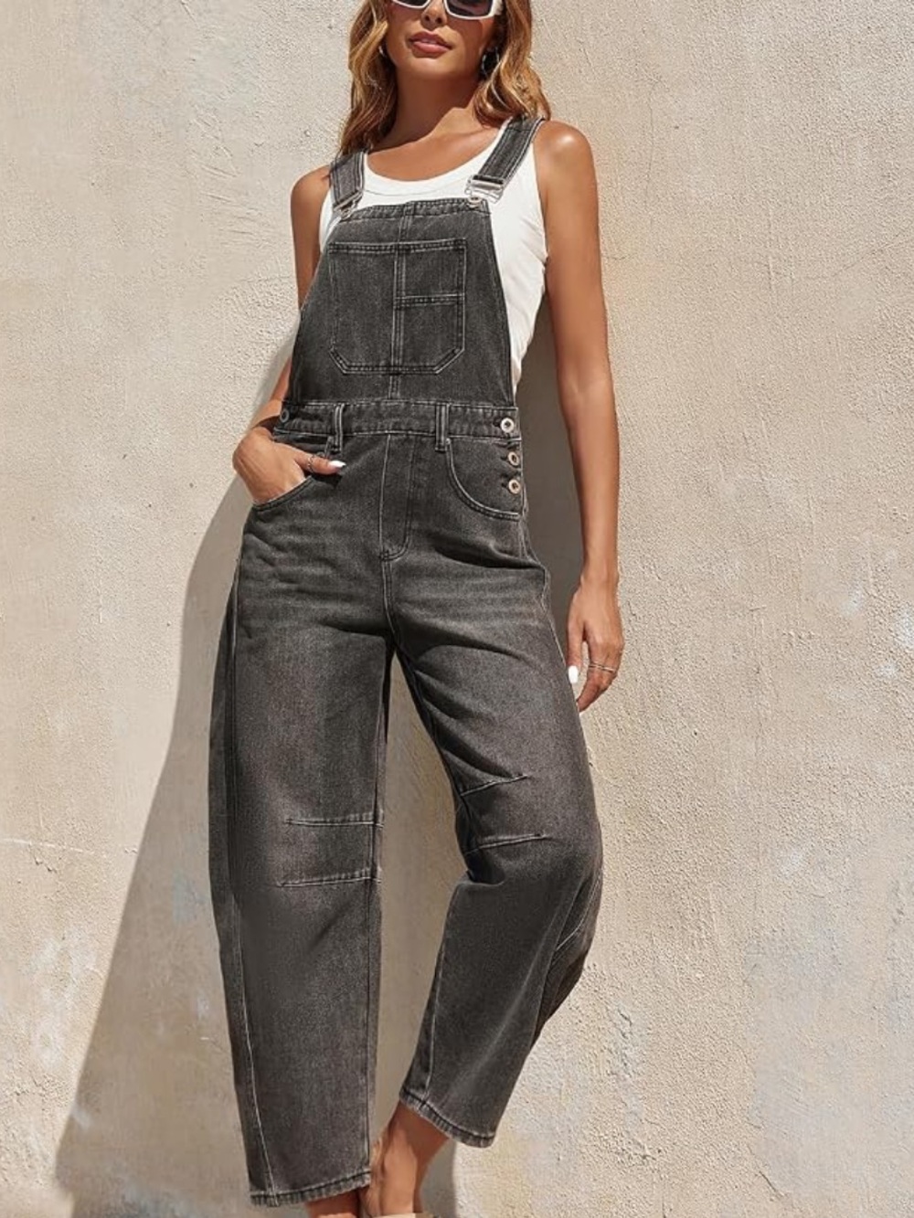 Women NEW 4 Black Overalls Old Navy Slouchy Straight Workwear Non Stretch Denim